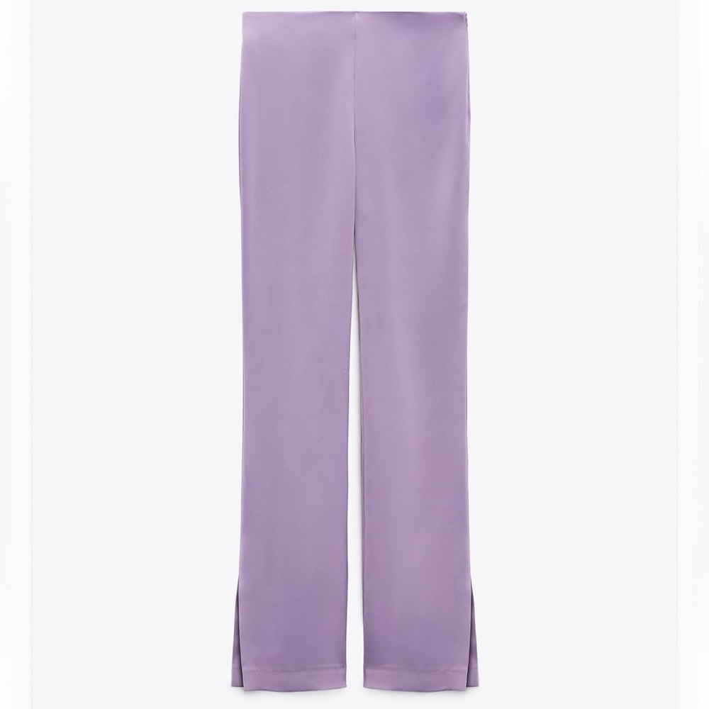 Purple flared satin pants